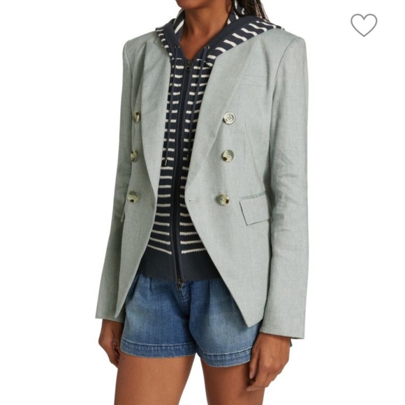 NWT $258 Veronica Beard Munno Hoodie Dickey Jacket Insert Navy/ivory striped - Picture 6 of 12